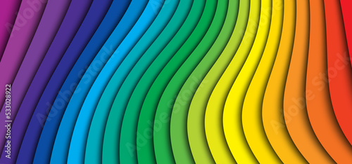 CMYK or RGB color wheel wave. Rainbow stripes background cyan, magenta, yellow or black spectrum gradient. Prepress line pattern banner. printer lines