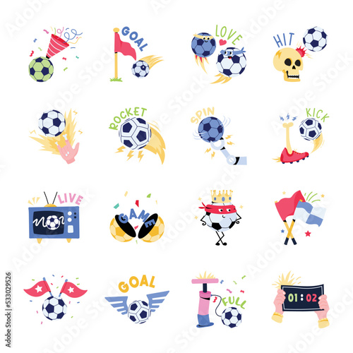 Flat Stickers of Football Game
