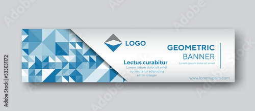 Blue banner design with geometric concept for your header, cover and linkedin	