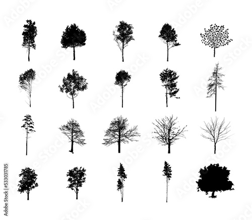 Tree silhouettes set. Vector illustration