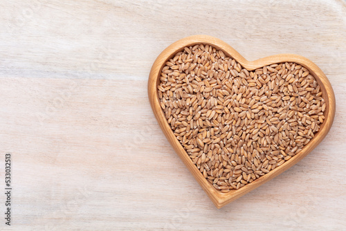 Wheat grain in a heart shape.