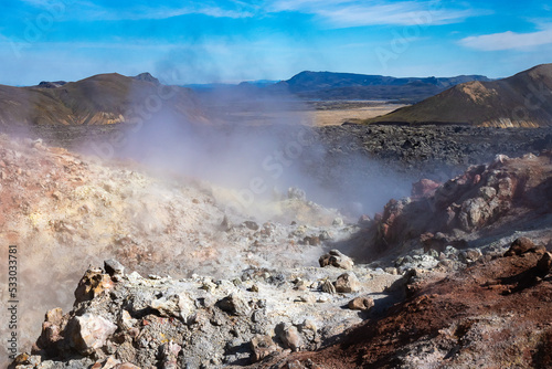 Cityscape of Landmannalaugar (Iceland) photo