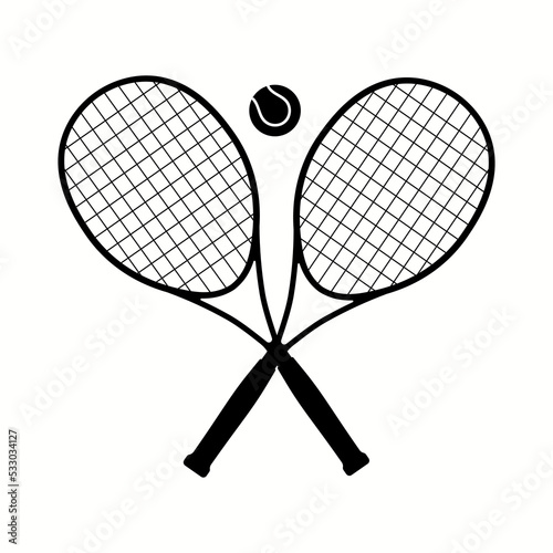 Tennis Racquet Cross Flat Icon On White Background