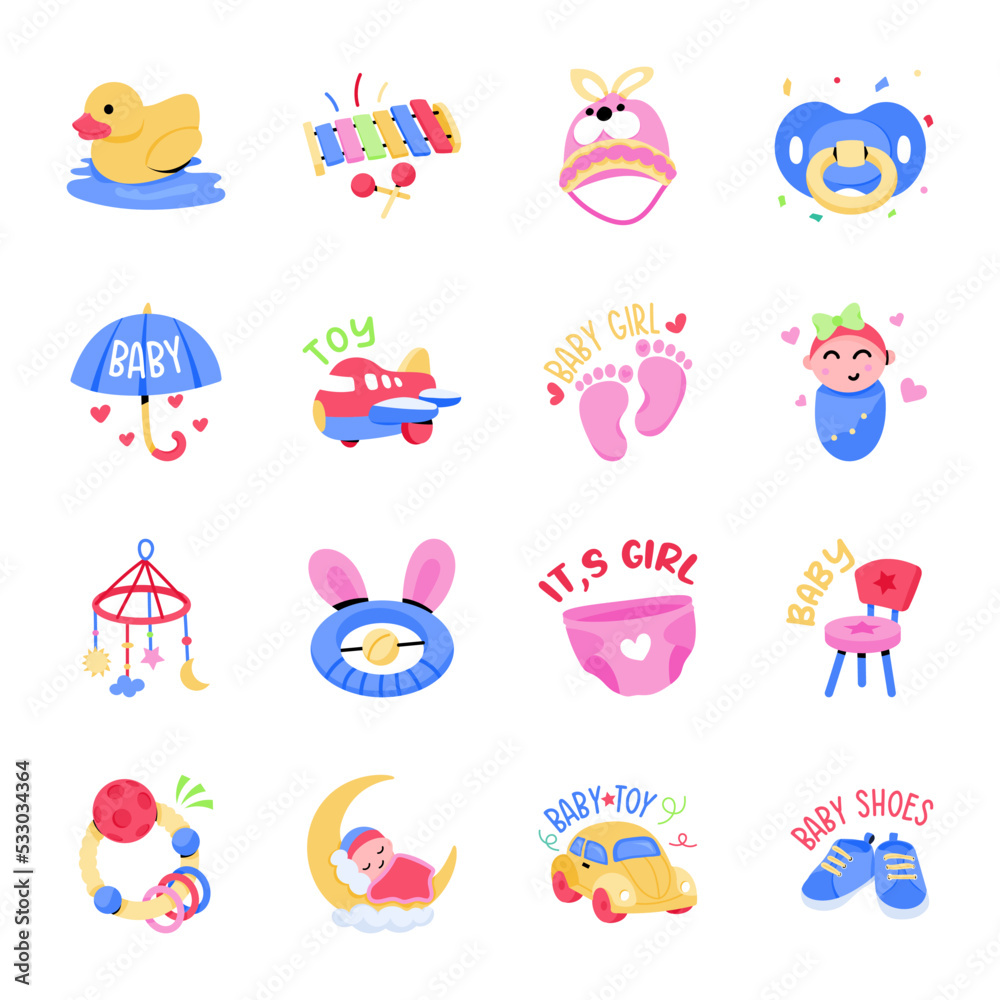Pack of Baby Accessories Flat Stickers

