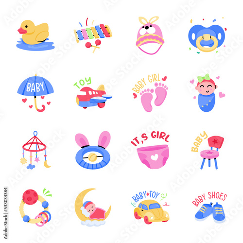 Pack of Baby Accessories Flat Stickers

