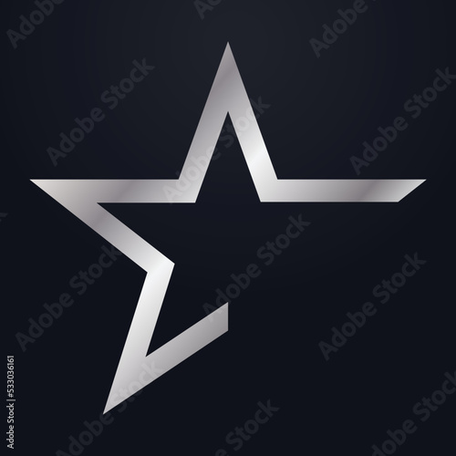 Luxury Silver star logo Symbol Vector designs template, Elegant Style Star logo designs with Black Background. eps vector file
