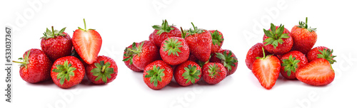 Heap of strawberry isolated on white background