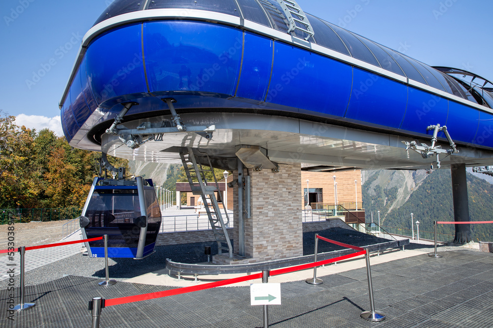 Cable car station in the ski resort Cable car station in the ski resort