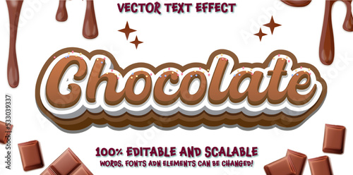 Chocolate text, Editable text effect chocolate 3d effect font style concept 