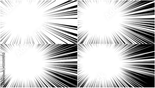 左寄り集中線４パターン 漫画白背景