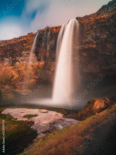 Seljalandsfoss is a waterfall, situated on the South Coast of Iceland close to the Ring Road.