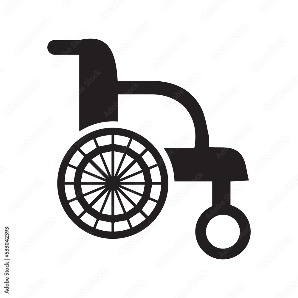 Walking support wheelchair icon | Black Vector illustration | Stock ...