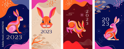 Leinwand Poster Chinese new year 2023 year of the rabbit - Story template designs