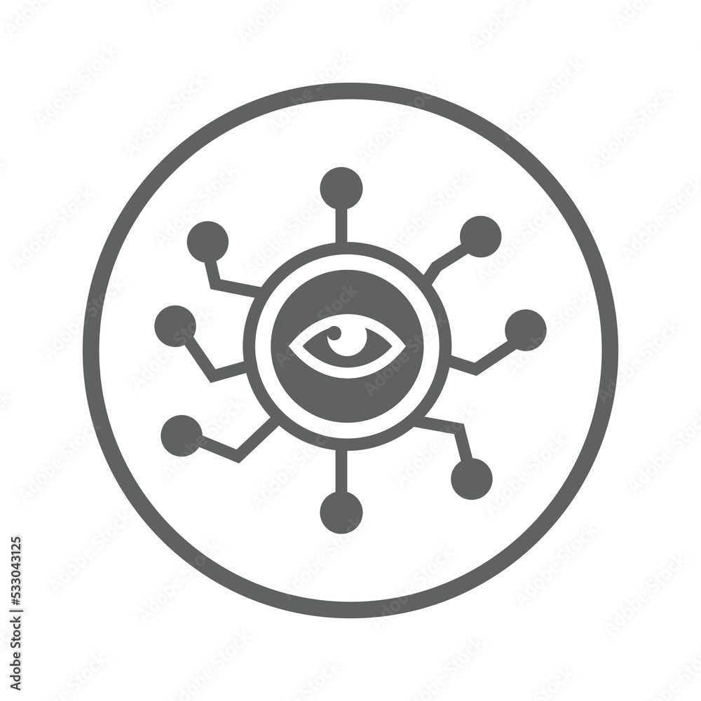 Eye, marketing icon. Gray vector graphics. Eye, marketing icon. Gray vector graphics.