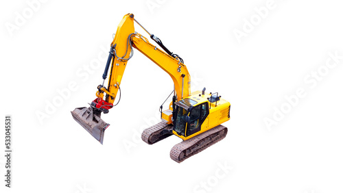 yellow excavator, PNG Image, construction machine with no background, png file, construction site, building, construction company, chain excavator