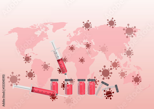 Injection Vaccination concept. Doctor Holding Syringe with Covid vaccine 