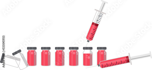 Injection Vaccination concept. Doctor Holding Syringe with Covid vaccine 