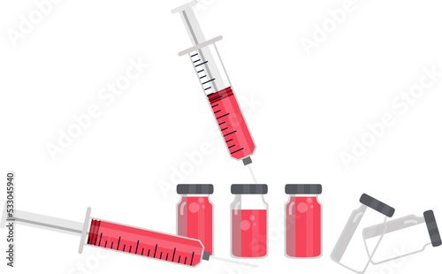 Injection Vaccination concept. Doctor Holding Syringe with Covid vaccine 