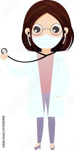 Healthy Doctor looking through magnifying glass scanning covid-19 corona virus. 