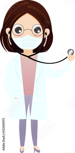 Healthy Doctor looking through magnifying glass scanning covid-19 corona virus. 