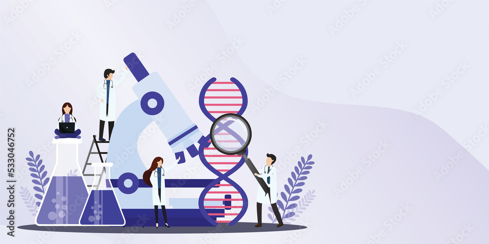 Scientists working with DNA. Doctors doing laboratory research. Genetic testing  DNA testing  genetic diagnosis.