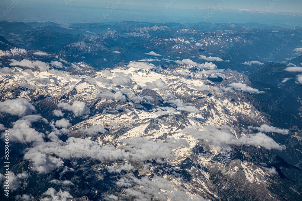 aerial view to the italien alps