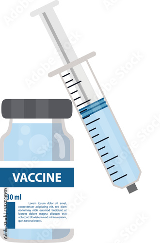 Syringe and vaccine set of medical tools for vaccination.Covid-19 vaccine.