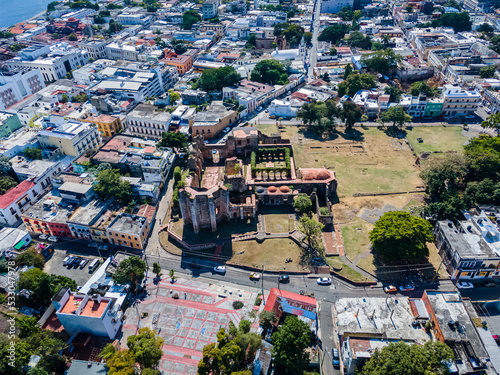 Beautiful aerial view of the City of San Domingo, its buildings and Caribbean ocean, in Dominican Republic photo