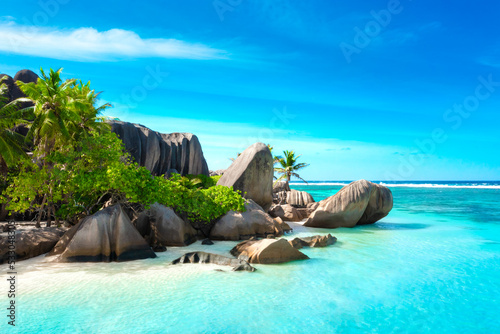 Anse Source D'Argent - the most beautiful beach of Seychelles. La Digue Island, Seychelles photo