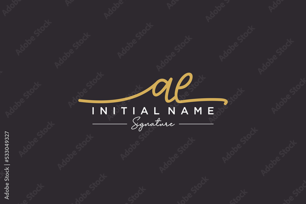 Initial AE signature logo template vector. Hand drawn Calligraphy lettering Vector illustration.