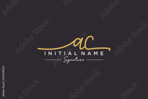 Initial AC signature logo template vector. Hand drawn Calligraphy lettering Vector illustration.