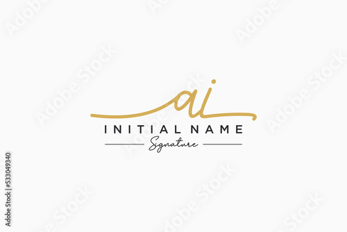 Initial AI signature logo template vector. Hand drawn Calligraphy lettering Vector illustration.