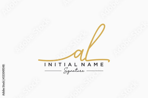 Initial AL signature logo template vector. Hand drawn Calligraphy lettering Vector illustration.