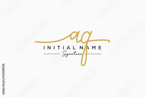 Initial AQ signature logo template vector. Hand drawn Calligraphy lettering Vector illustration.