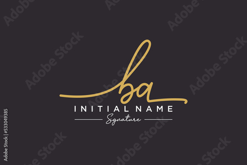 Initial BA signature logo template vector. Hand drawn Calligraphy lettering Vector illustration.