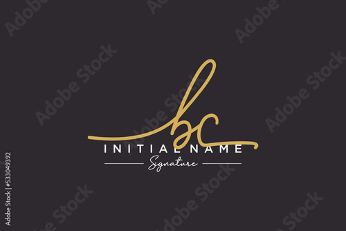 Initial BC signature logo template vector. Hand drawn Calligraphy lettering Vector illustration.