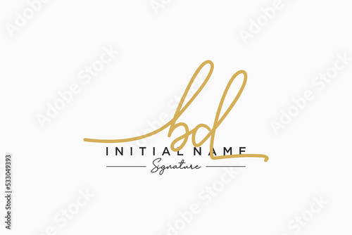 Initial BD signature logo template vector. Hand drawn Calligraphy lettering Vector illustration. photo