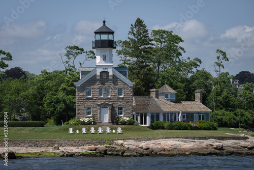 Morgan Point Lighthouse located in Noank, Connecticut, built in 1868.