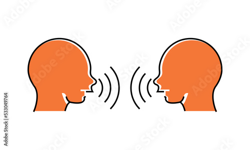 talking head with sound waves icon. man sound icon vector