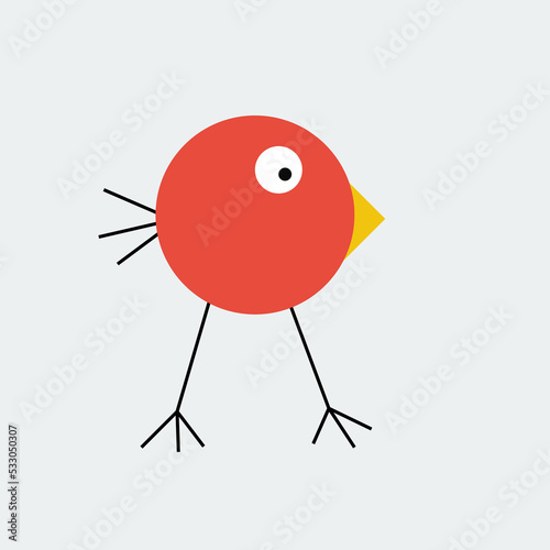 Ein kleiner roter Vogel.