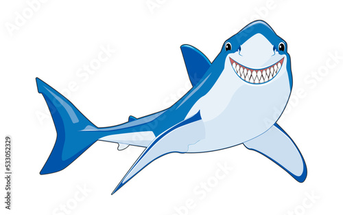 Cartoon friendly blue shark