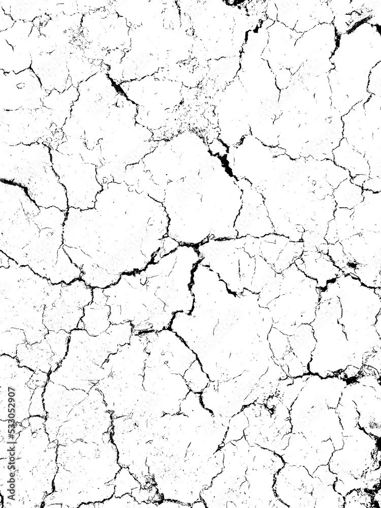 Fototapeta premium Cracked surface texture overlay isolated cutout background