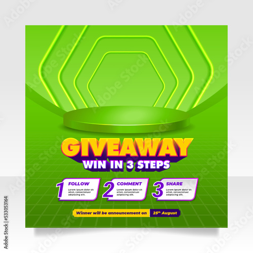 Giveaway contest social media post banner template
