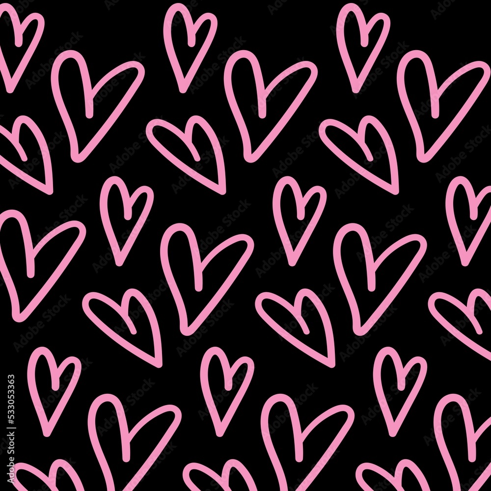 Hand drawn doodle design elements, Cosmic seamless grunge pattern of the colorful on Black background. Swishes, swoops, emphasis, Arrow, crown, brush stroke. doodle sketch design elements