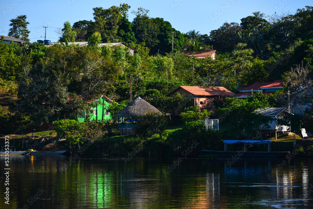 The riverside Quilombo of Pedras Negras, a settlement founded mainly by descendants of escaped slaves, on the Guaporé-Itenez river, Rondonia state, Brazil