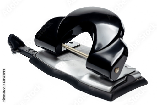 black office or dispatch paper punch on white background.