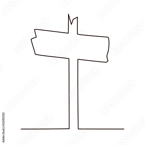 Template Boad for Drawing one Continuous line of a rectangular wooden road sign Continuous Line Drawing Vector Illustration Isolated on a white background.