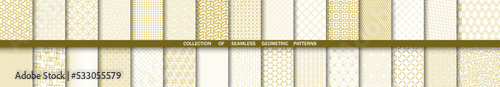 Set of golden vector seamless geometric patterns for your designs and backgrounds. Geometric abstract ornament. Modern ornaments with repeating elements