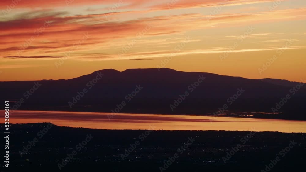 Zoom out on Anchorage, Alaska Sunset Zoom out on Anchorage, Alaska Sunset