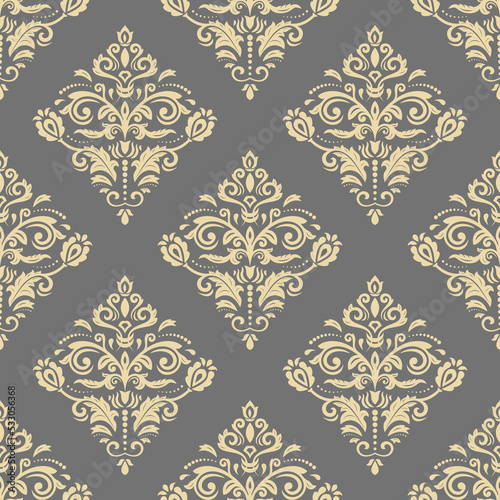 Orient classic pattern. Seamless abstract gray and golden background with vintage elements. Orient background. Ornament for wallpaper and packaging